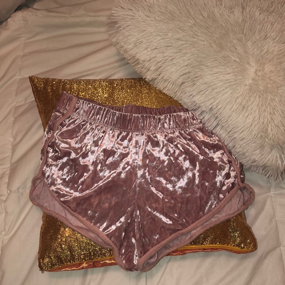 Soft pink velvet shorts!